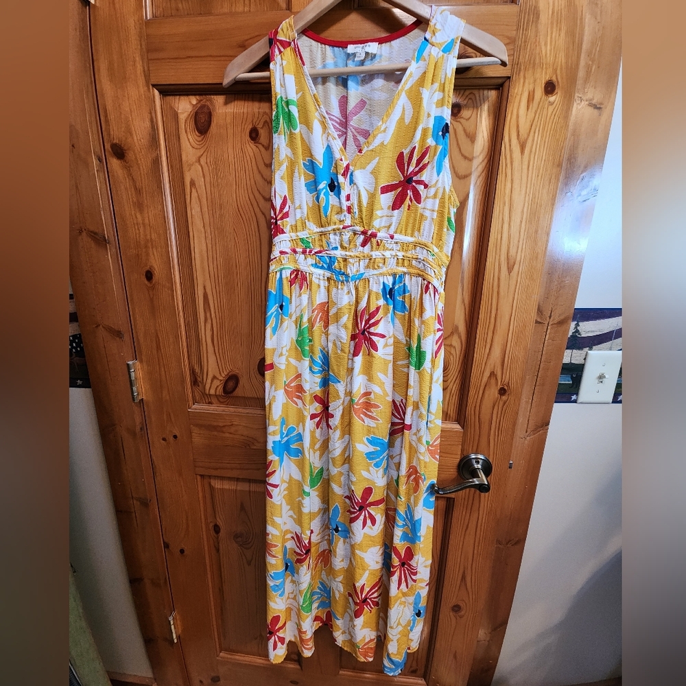 Umgee Yellow Floral Sundress with Multicolor Blooms, Size S